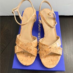 Stuart Weitzman Tan Cork Sandals
